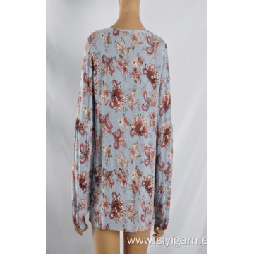 Full Rayon Printed Round Neck Blouse For Lady